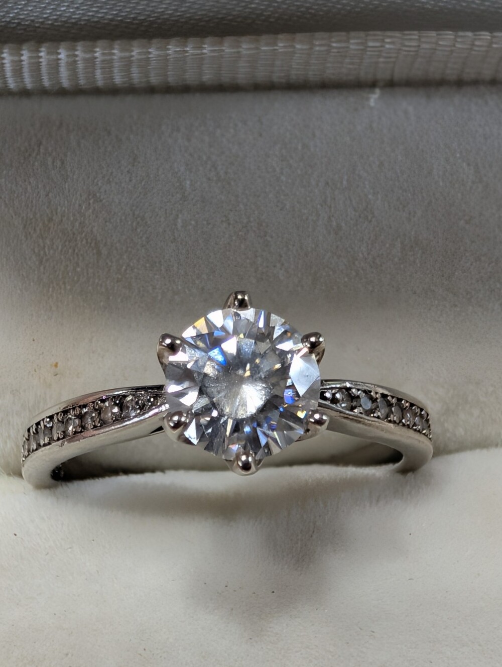 6 Prong Silver Round Diamond Cut 1.5 Carat Simulant Low Profile Vacay Ring
